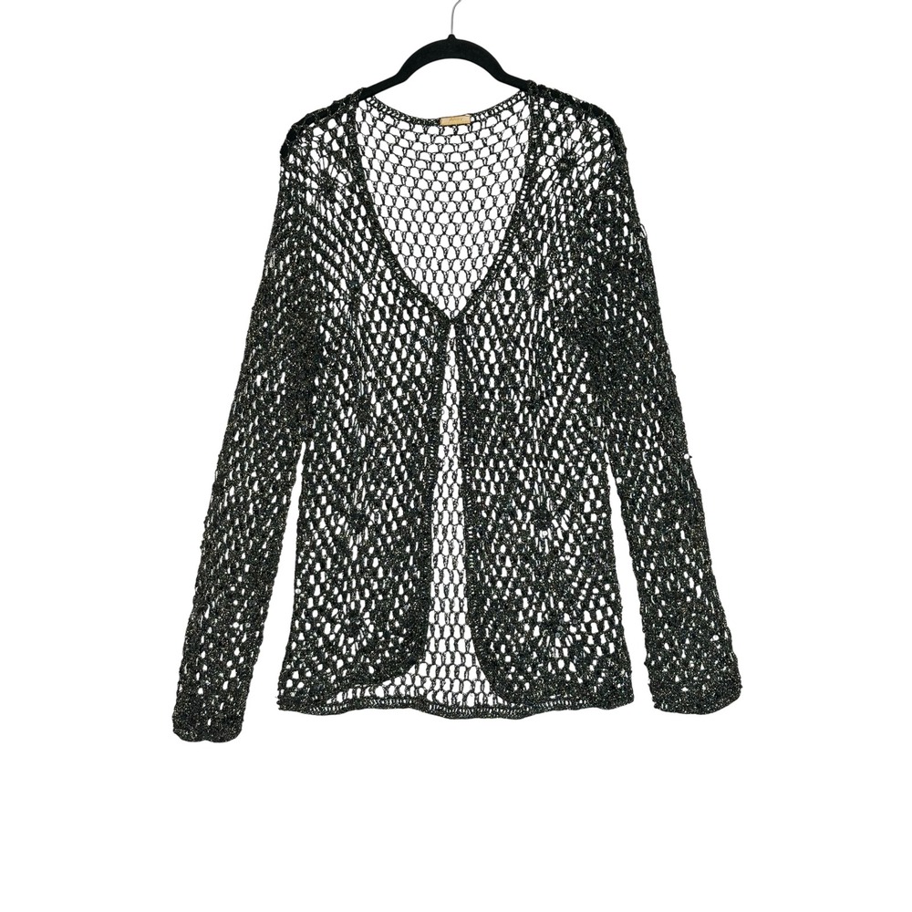 Open Knit Womens Open Front Layering Top Small Coquette Dollette Sequins Gothic‎